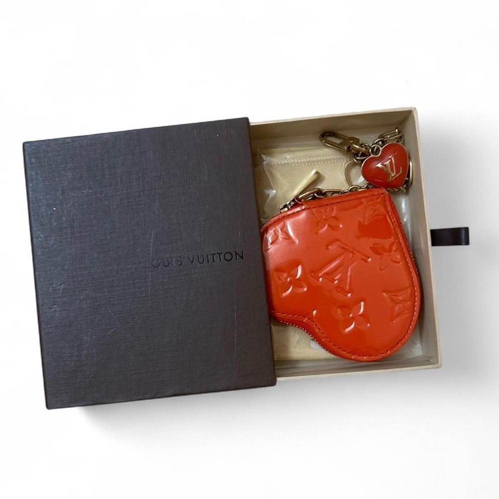 Red heart Louis Vuitton coin purse